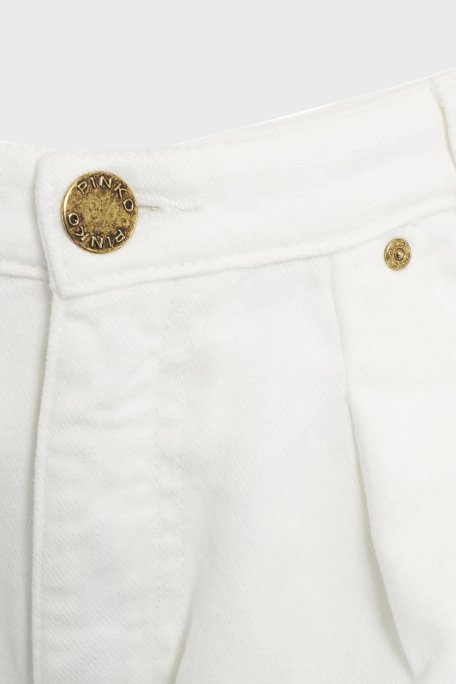 Pinko Pamuklu Relaxed Fit Geniş Paça Bayan Pantolon 102948A1MNZ14 BEYAZ - 5