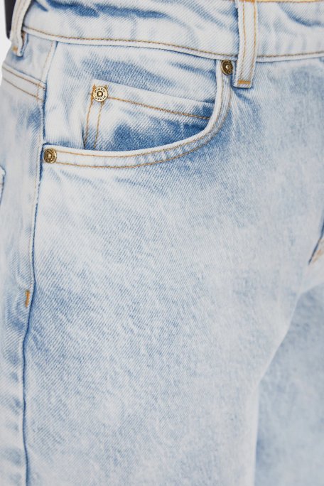 Pinko Pamuklu Yüksek Bel Mom Jeans Bayan Kot Pantolon 100379A1MSPJ1 Buz Mavisi - 4