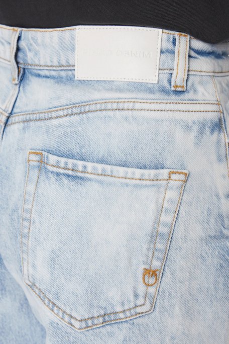 Pinko Pamuklu Yüksek Bel Mom Jeans Bayan Kot Pantolon 100379A1MSPJ1 Buz Mavisi - 5