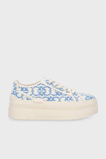 Pinko Platform Sneaker Bayan Ayakkabı SS0013 T006 E96 EKRU-MAVİ - 1