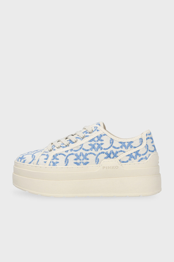 Pinko Platform Sneaker Bayan Ayakkabı SS0013 T006 E96 EKRU-MAVİ - 4