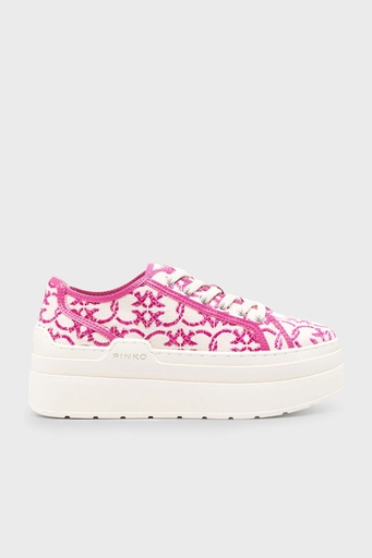 Pinko Platform Sneaker Bayan Ayakkabı SS0013 T006 N17 EKRU-PEMBE - 1