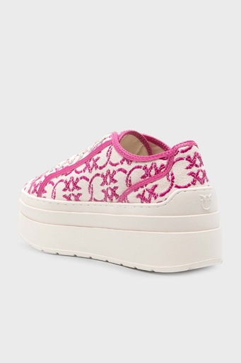 Pinko Platform Sneaker Bayan Ayakkabı SS0013 T006 N17 EKRU-PEMBE - 3