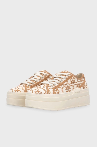 Pinko Platform Sneaker Bayan Ayakkabı SS0013T006N63 EKRU-KAHVE - 3