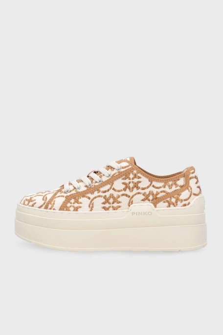 Pinko Platform Sneaker Bayan Ayakkabı SS0013T006N63 EKRU-KAHVE - 2