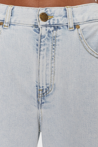 Pinko Relaxed Fit Düşük Bel Wide Leg Jeans Bayan Kot Pantolon 101733A1JHPJQ Buz Mavisi - 4