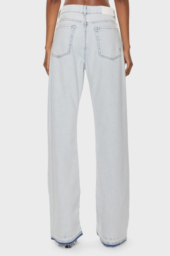 Pinko Relaxed Fit Düşük Bel Wide Leg Jeans Bayan Kot Pantolon 101733A1JHPJQ Buz Mavisi - 8
