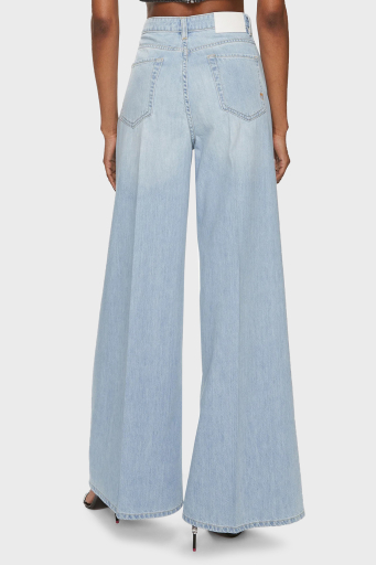 Pinko Relaxed Fit Yüksek Bel Wide Leg Bayan Kot Pantolon 102948A1MOPJN Buz Mavisi - 8