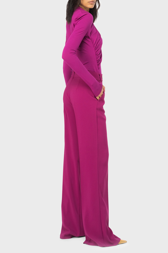 Pinko Slim Fit Fermuar ve Düğme Detaylı Yüksek Bel Bol Paça Bayan Pantolon 100055 A14I VIB FUŞYA - 3