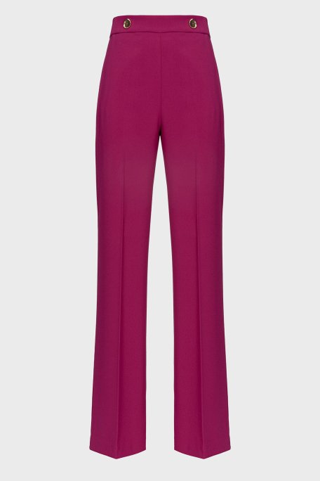 Pinko Slim Fit Fermuar ve Düğme Detaylı Yüksek Bel Bol Paça Bayan Pantolon 100055 A14I VIB FUŞYA - 4