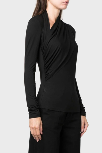 Pinko Slim Fit Jarse Asimetrik Drapeli Bayan Bluz 102363 A1DE Z99 SİYAH - 1