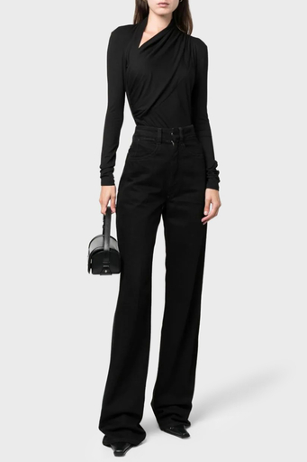 Pinko Slim Fit Jarse Asimetrik Drapeli Bayan Bluz 102363 A1DE Z99 SİYAH - 3