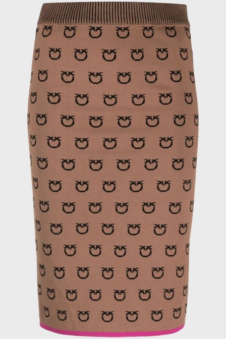 Pinko Slim Fit Logo Desenli Kalem Bayan Etek 101565 A112 CZ3 KAHVE - 4