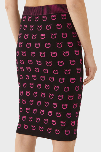 Pinko Slim Fit Logo Desenli Kalem Bayan Etek 101565 A112 ZW1 SİYAH-PEMBE - 3