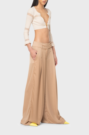 Pinko Slim Fit Transparan Şeritli Crop Bayan Hırka 102969A1NAD04 BEJ - 2