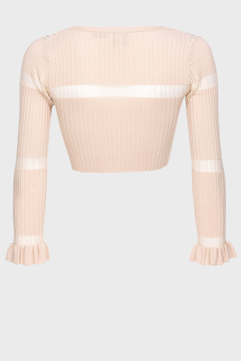 Pinko Slim Fit Transparan Şeritli Crop Bayan Hırka 102969A1NAD04 BEJ - 7