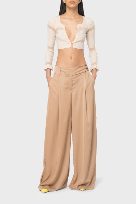 Pinko Slim Fit Transparan Şeritli Crop Bayan Hırka 102969A1NAD04 BEJ - 3