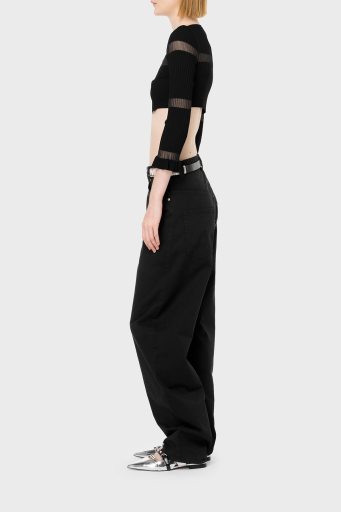 Pinko Slim Fit Transparan Şeritli Crop Bayan Hırka 102969A1NAZ99 SİYAH - 8