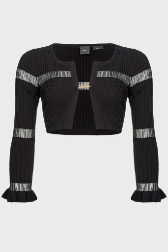 Pinko Slim Fit Transparan Şeritli Crop Bayan Hırka 102969A1NAZ99 SİYAH - 11