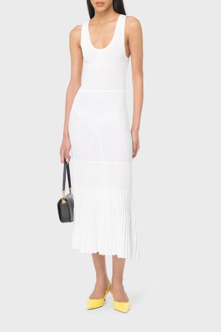 Pinko Slim Fit Yuvarlak Yaka Askılı Midi Bayan Elbise 102957A1N9Z04 BEYAZ - 1