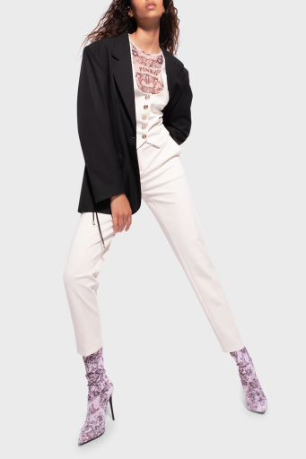Pinko Yüksek Bel Regular Fit Kumaş Bayan Pantolon 100309 A0KD N96 EKRU - 2
