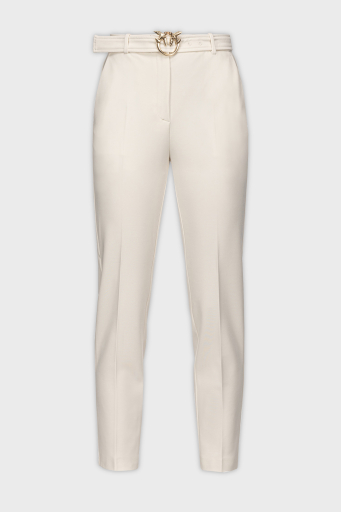 Pinko Yüksek Bel Regular Fit Kumaş Bayan Pantolon 100309 A0KD N96 EKRU - 5