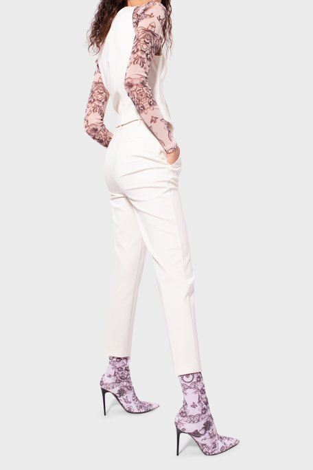Pinko Yüksek Bel Regular Fit Kumaş Bayan Pantolon 100309 A0KD N96 EKRU - 3