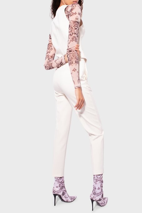 Pinko Yüksek Bel Regular Fit Kumaş Bayan Pantolon 100309 A0KD N96 EKRU - 4