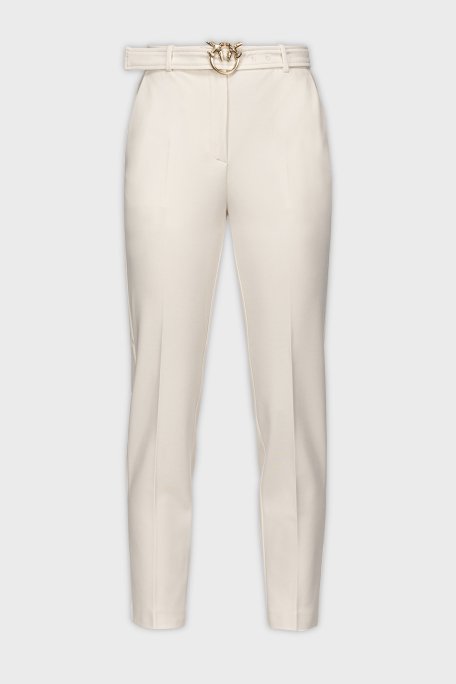 Pinko Yüksek Bel Regular Fit Kumaş Bayan Pantolon 100309 A0KD N96 EKRU - 5