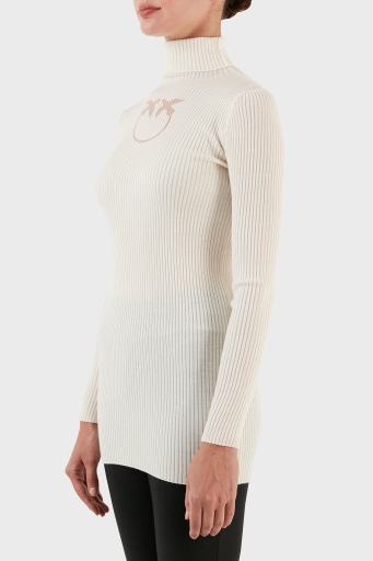 Pinko Yünlü Slim Fit Balıkçı Yaka Bayan Kazak 102020 A18M Z12 BEYAZ - 2