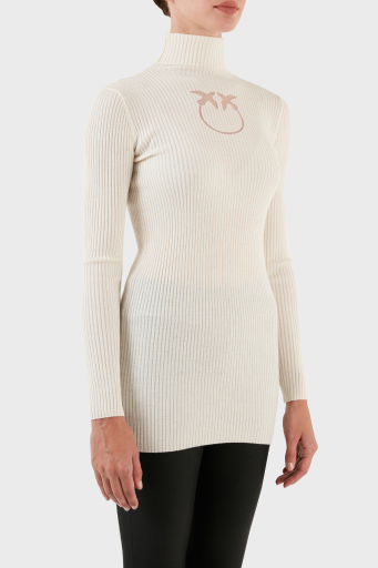 Pinko Yünlü Slim Fit Balıkçı Yaka Bayan Kazak 102020 A18M Z12 BEYAZ - 4