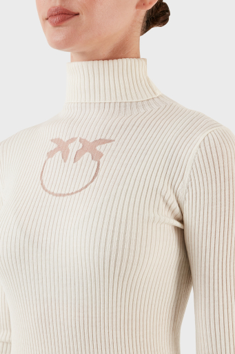 Pinko Yünlü Slim Fit Balıkçı Yaka Bayan Kazak 102020 A18M Z12 BEYAZ - 5