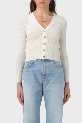 Pinko Yünlü Slim Fit Düğmeli V Yaka Bayan Hırka 102018 A18M Z12 BEYAZ - 1
