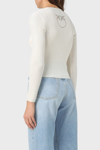 Pinko Yünlü Slim Fit Düğmeli V Yaka Bayan Hırka 102018 A18M Z12 BEYAZ - 2