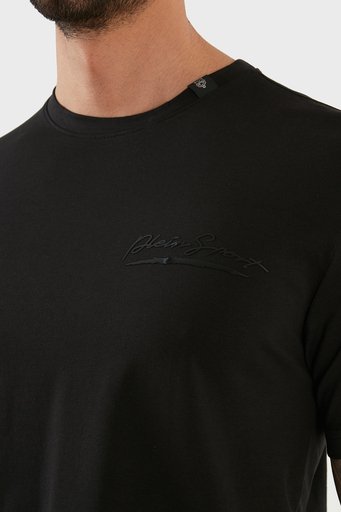 Plein Sport Logolu % 100 Pamuk Bisiklet Yaka Erkek T Shirt TIPS107TN99 SİYAH - 6