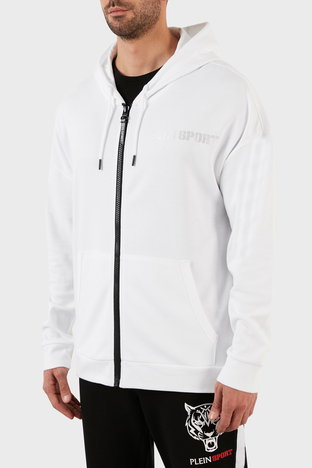 Plein Sport - Plein Sport Pamuklu Regular Fit Fermuarlı Kapüşonlu Erkek Sweat FIPSZ132801 BEYAZ (1)