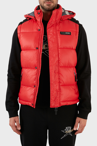 Plein Sport Regular Fit Çıkarılabilir Kapüşonlu Şişme Erkek Yelek UPPS10552 KIRMIZI