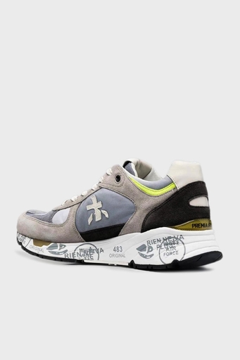 Premiata Baskılı Logolu Hakiki Deri Sneaker Erkek Ayakkabı MASE 6158 MAVİ-GRİ - 4