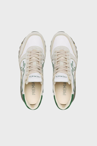 Premiata Baskılı Logolu Hakiki Deri Sneaker Erkek Ayakkabı MICK 6167G BEYAZ-BEJ - 5