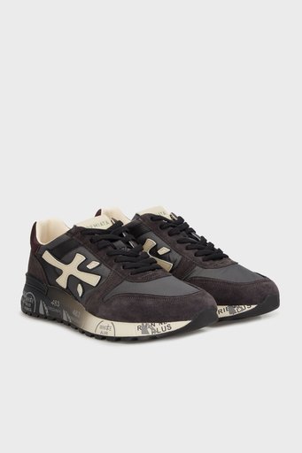 Premiata Logolu Hakiki Deri Karışımlı Sneaker Erkek Ayakkabı MICK 6872 LACİVERT-FÜME - 2