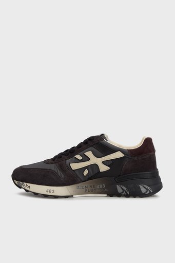 Premiata Logolu Hakiki Deri Karışımlı Sneaker Erkek Ayakkabı MICK 6872 LACİVERT-FÜME - 3