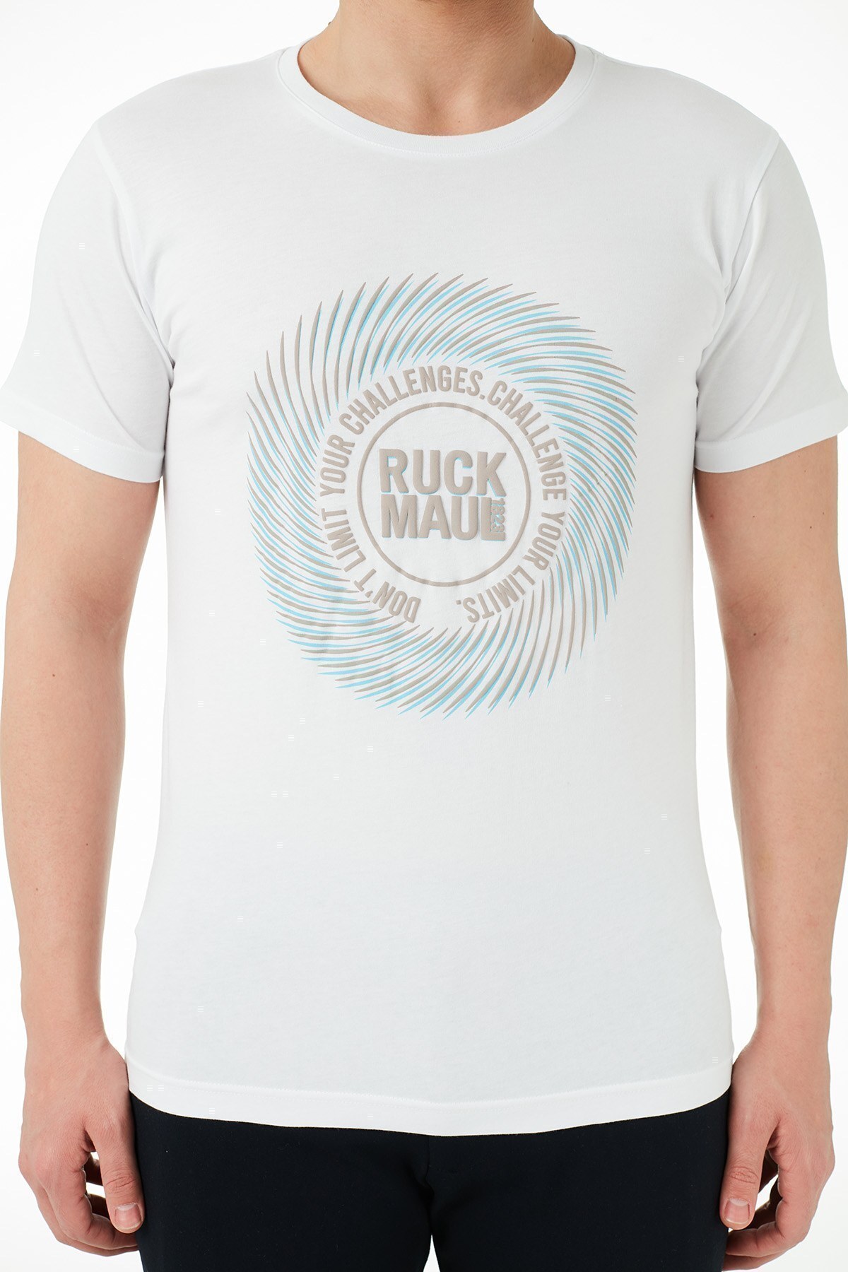 Ruck & Maul % 100 Pamuklu Baskılı Bisiklet Yaka Erkek T Shirt RMM03000707 BEYAZ