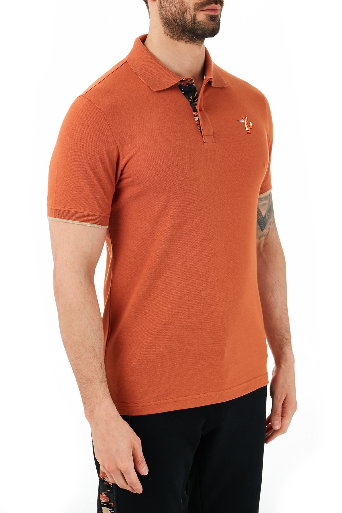 Ruck & Maul Pamuklu Düğmeli T Shirt Erkek Polo RMM01000711 TARÇİN