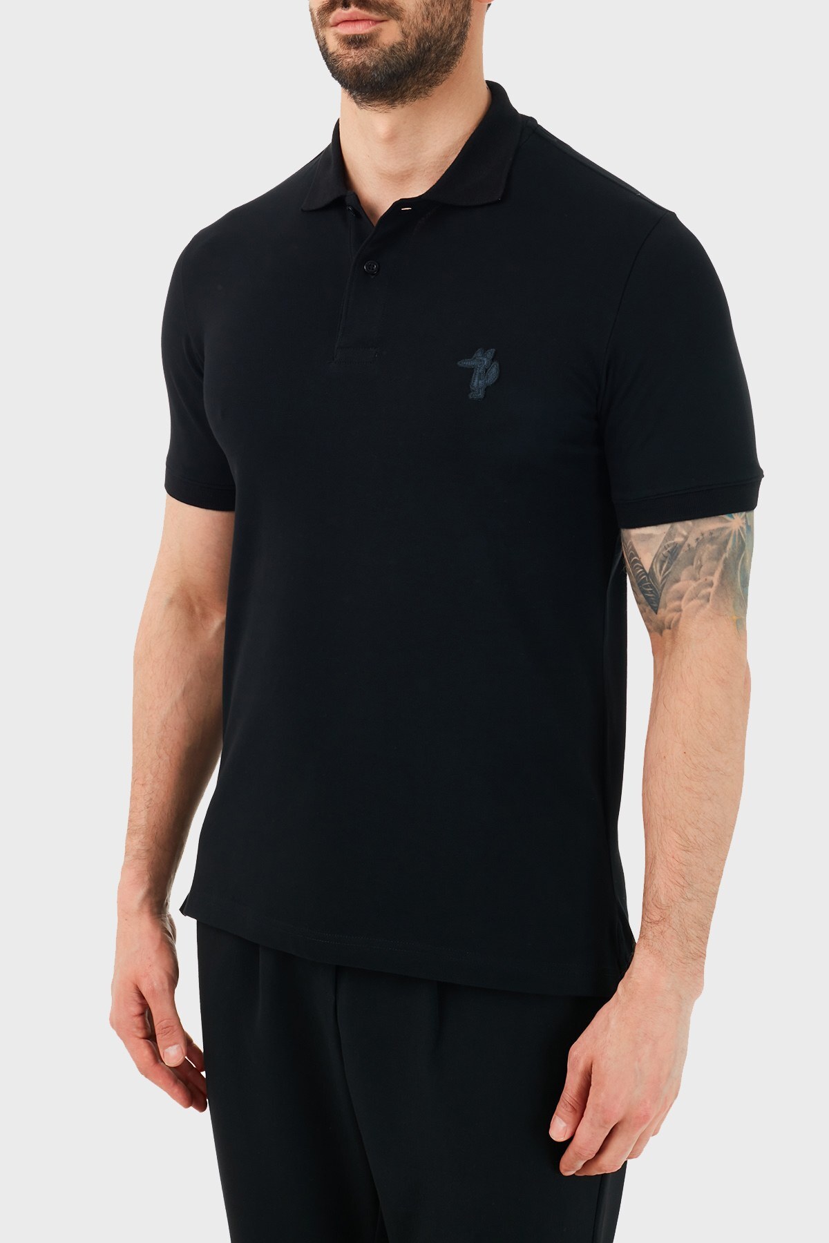 Ruck & Maul Pamuklu Düğmeli T Shirt Erkek Polo RMM01000715 SİYAH