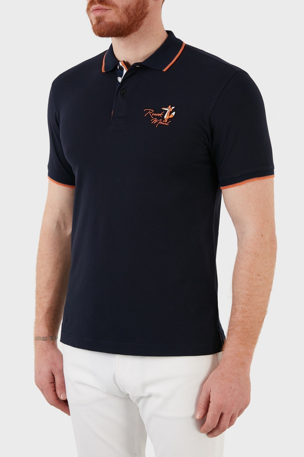 Ruck & Maul Pamuklu Düğmeli T Shirt Erkek Polo RMM01000716 LACİVERT