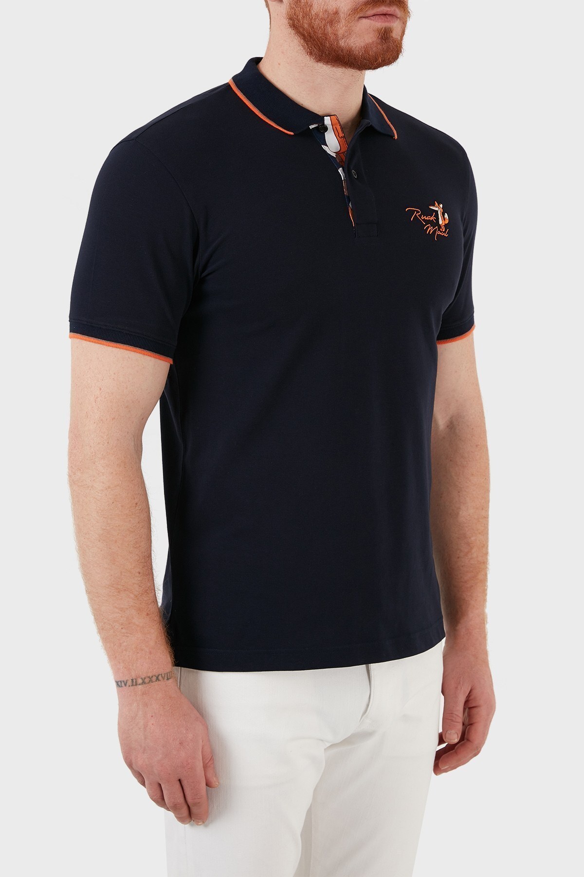 Ruck & Maul Pamuklu Düğmeli T Shirt Erkek Polo RMM01000716 LACİVERT