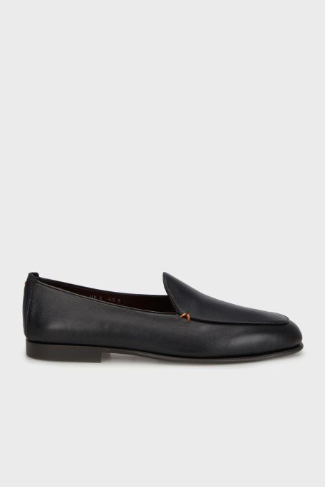 Santoni Hakiki Deri Dikiş Detaylı Loafer Erkek Ayakkabı MGEC19088SMOMMEMN01 SİYAH - 6