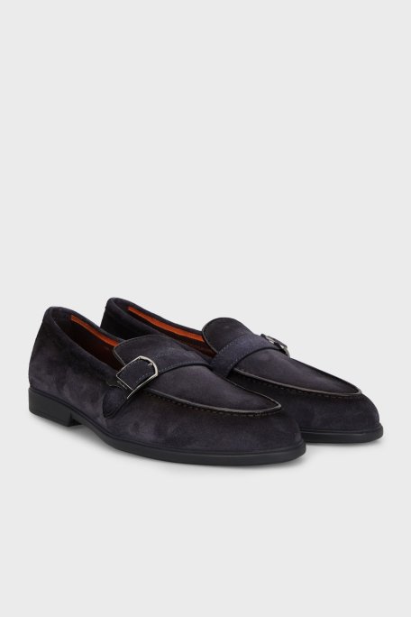 Santoni Kemerli Süet Loafer Erkek Ayakkabı MGAR18824OOTSRVRU59 LACİVERT - 2