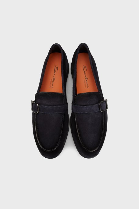 Santoni Kemerli Süet Loafer Erkek Ayakkabı MGAR18824OOTSRVRU59 LACİVERT - 4