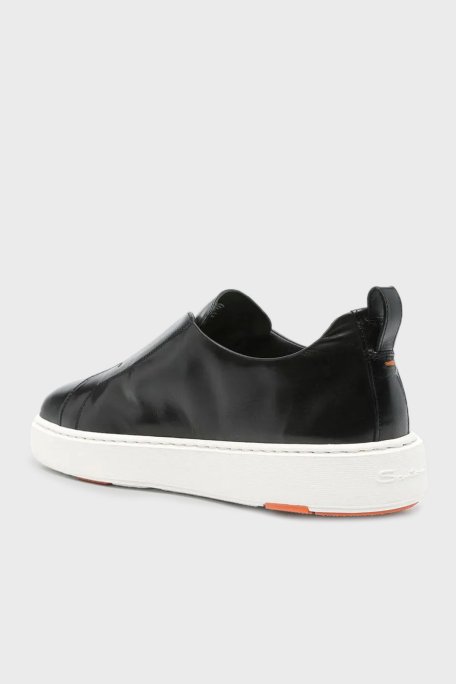 Santoni Logolu Hakiki Deri Kalın Tabanlı Slip-On Sneaker Erkek Ayakkabı MBCD21995BARTMVIN01 SİYAH - 7